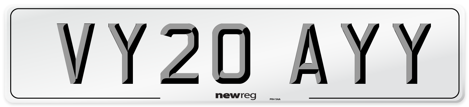VY20 AYY Number Plate from New Reg